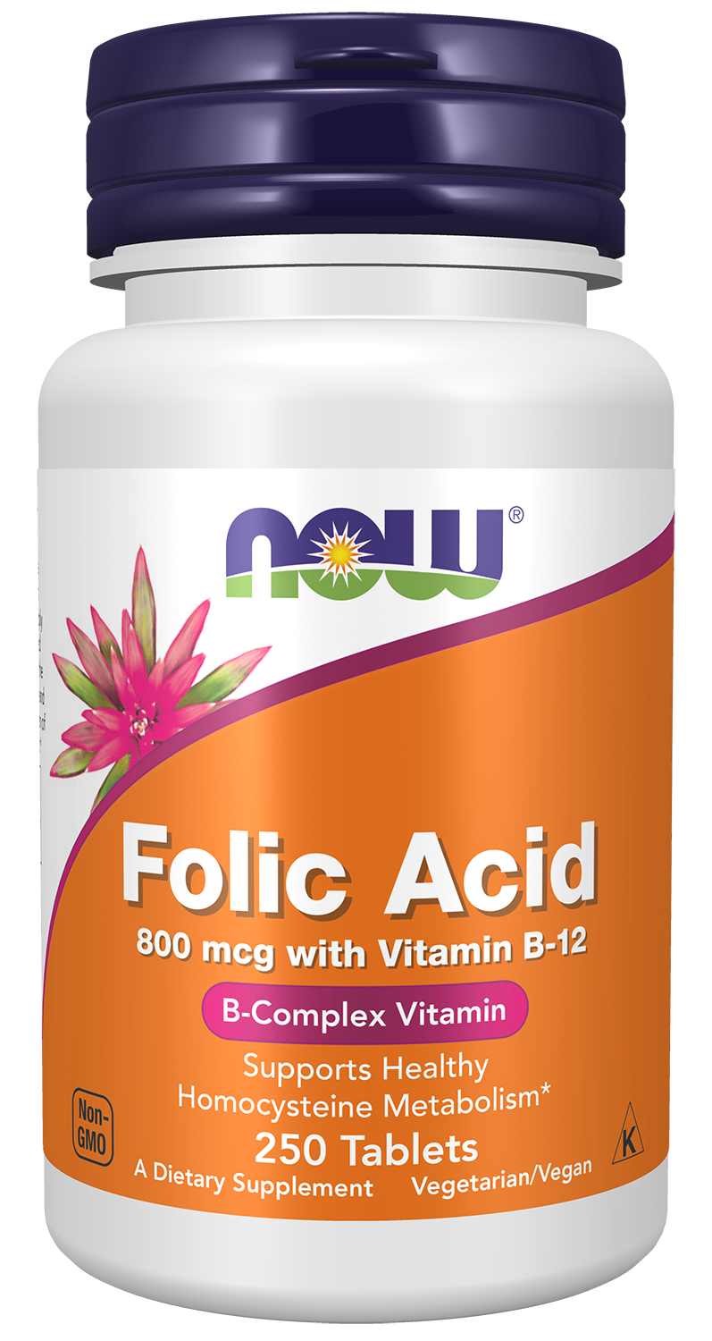 Folic Acid with Vitamin B12, 800mcg - 250 tabs