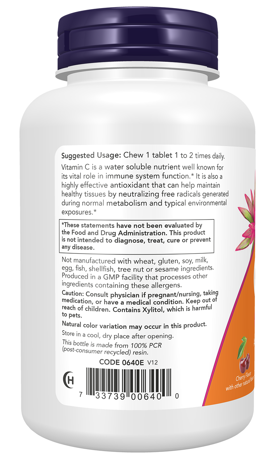 Vitamin C-500 Chewable, Cherry - 100 tabs