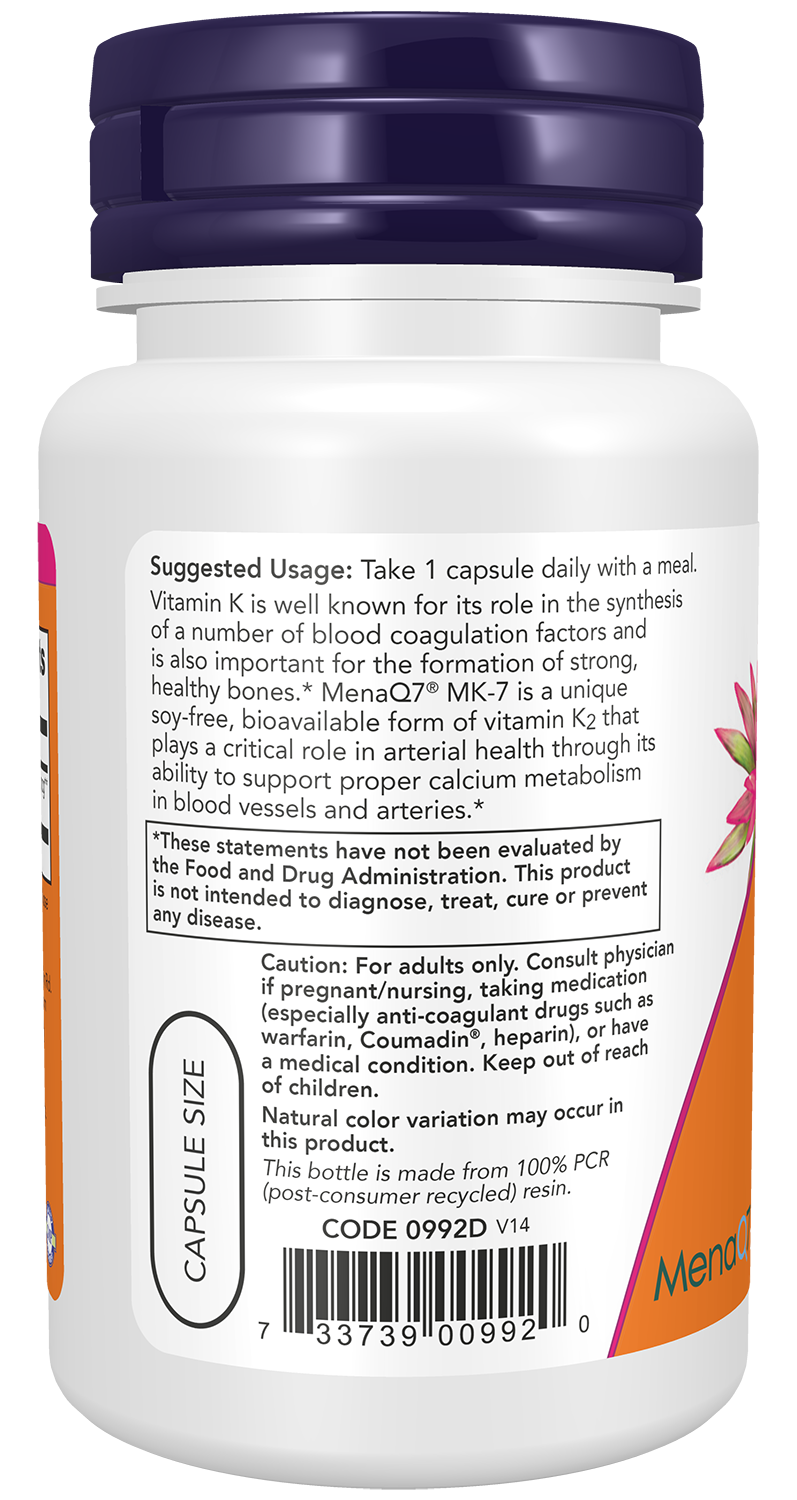 MK-7 Vitamin K-2, 100mcg - 60 vcaps