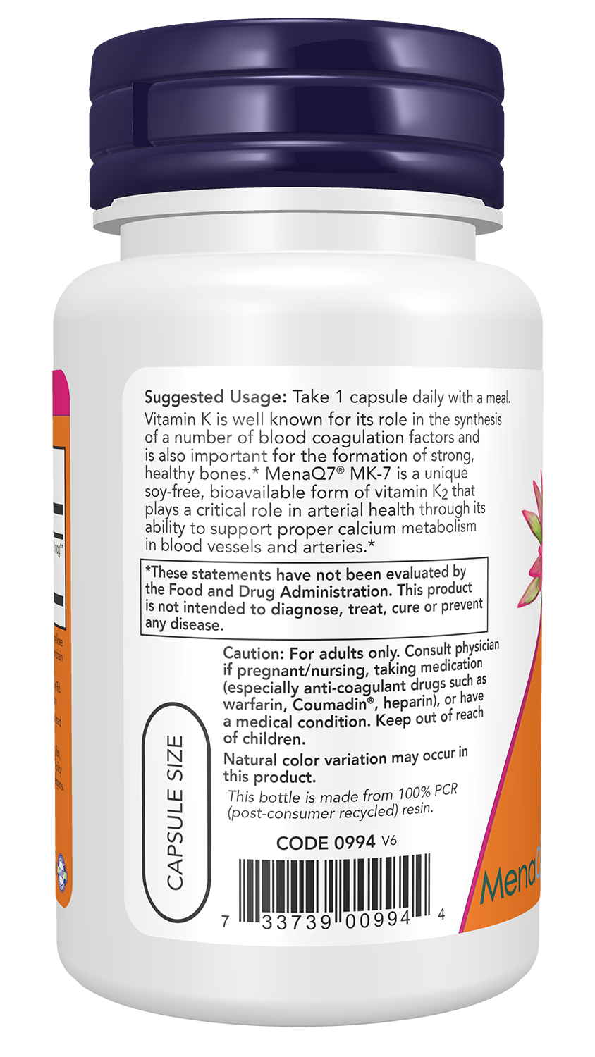 MK-7 Vitamin K-2, 300mcg Extra Strength - 120 vcaps