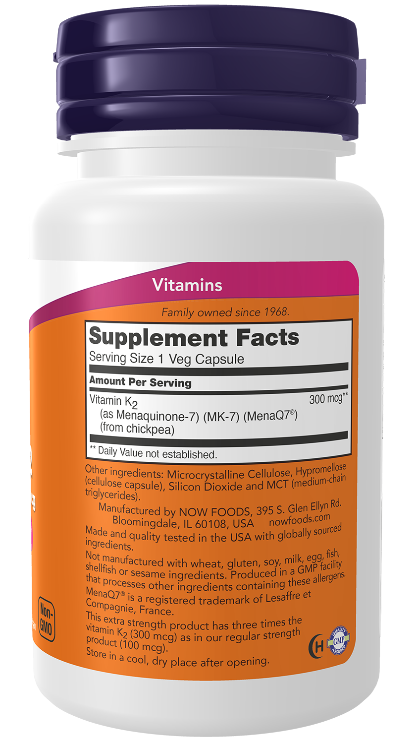 MK-7 Vitamin K-2, 300mcg Extra Strength - 120 vcaps
