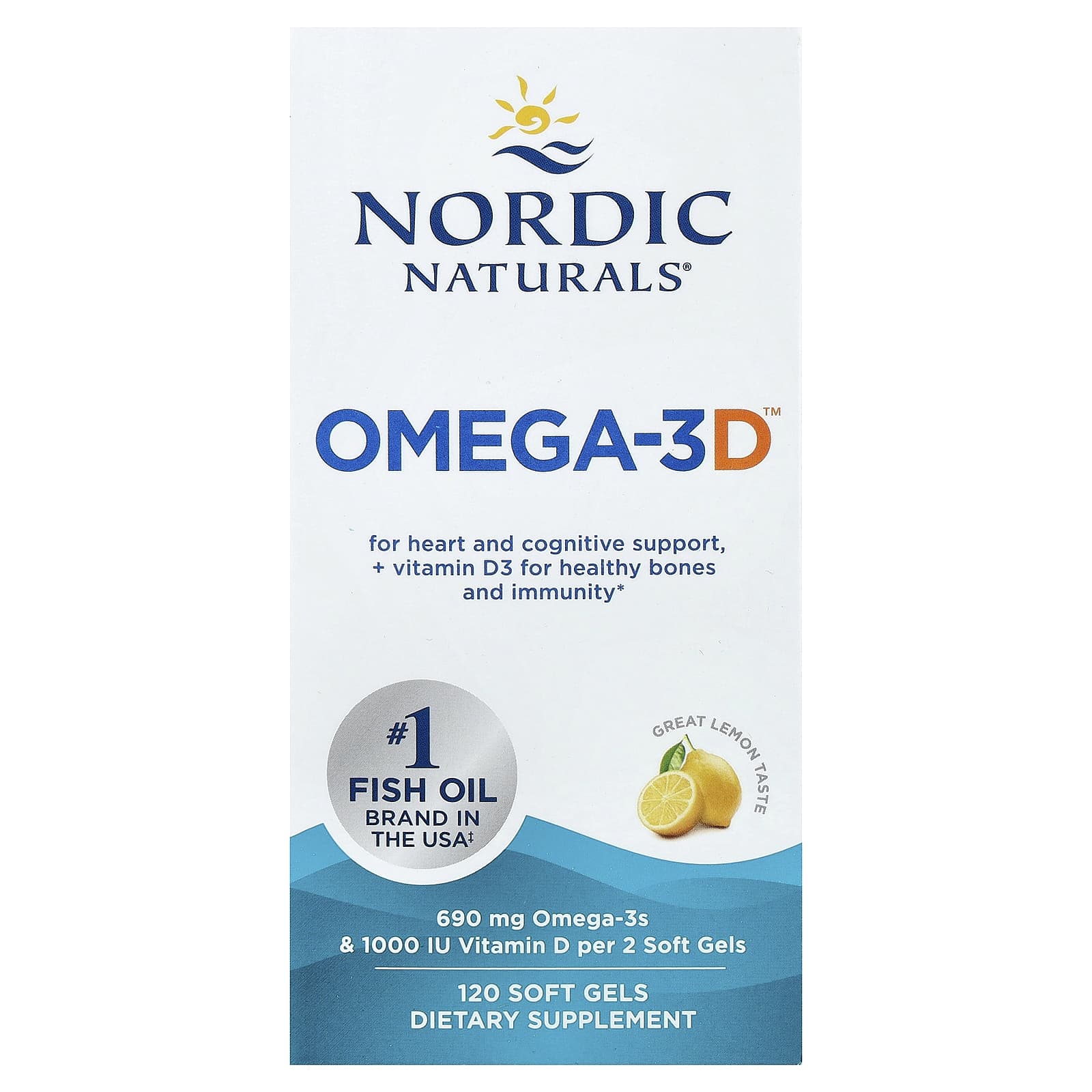 Omega-3D, 690mg Lemon - 120 softgels