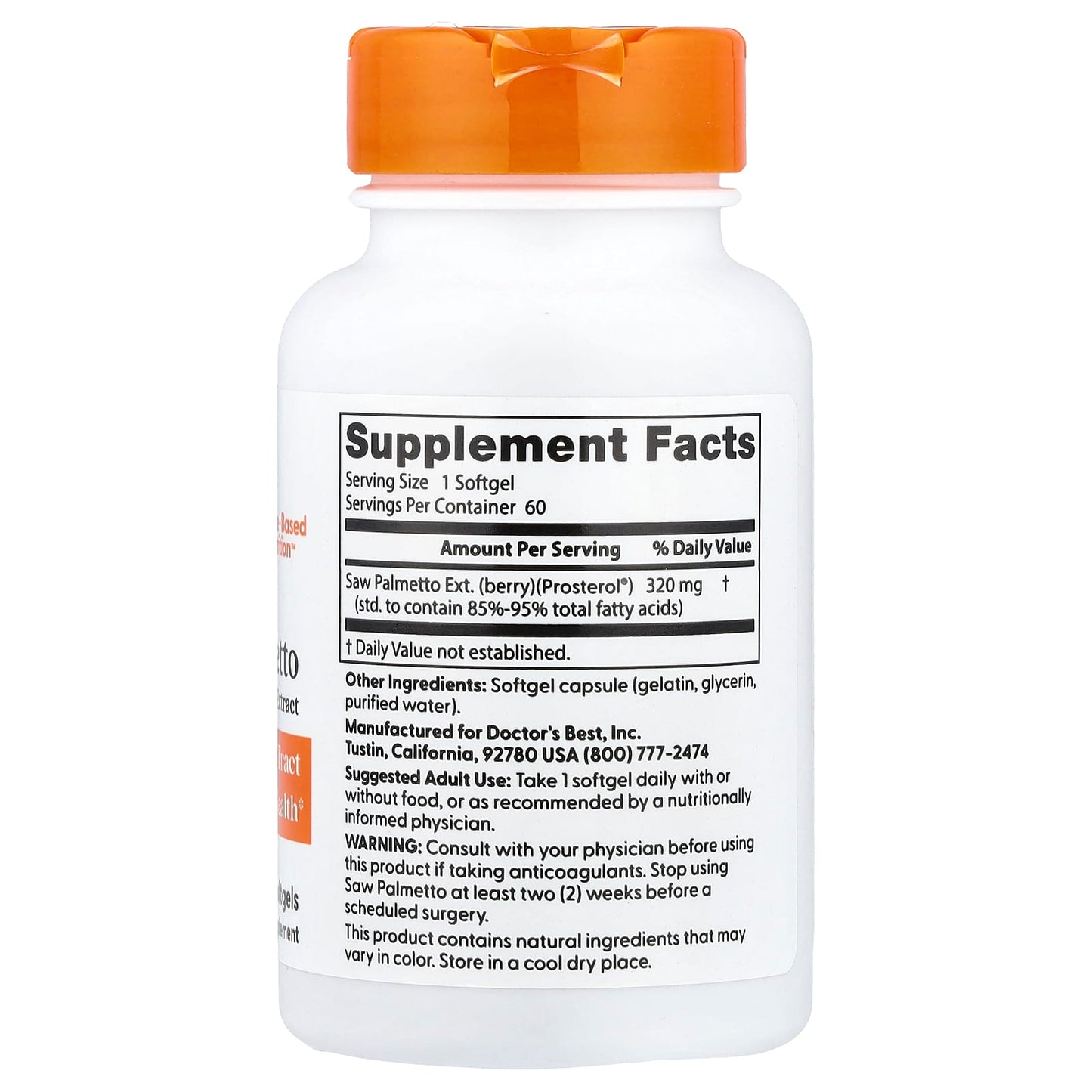 Saw Palmetto Standardized Extract, 320mg - 180 softgels