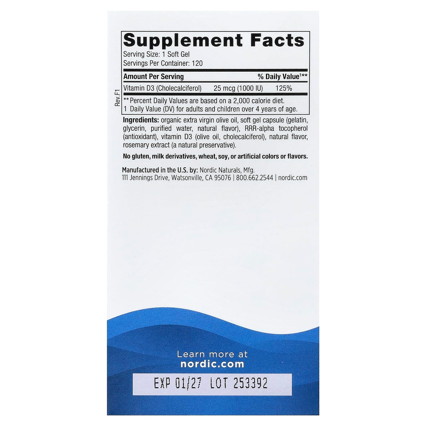 Vitamin D3, 1000 IU Orange - 120 softgels