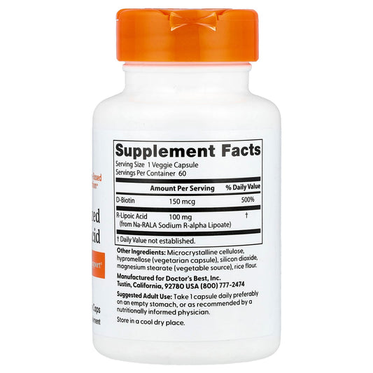 Stabilized R-Lipoic Acid, 100mg - 60 vcaps