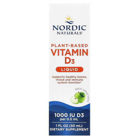 Plant-Based Vitamin D3 Liquid, 1000 IU Apple - 30 ml.