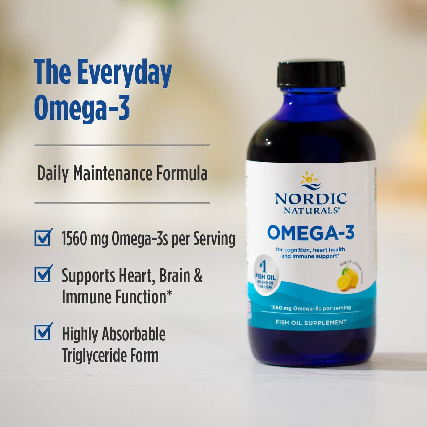 Omega-3, 1560mg Lemon - 237 ml.