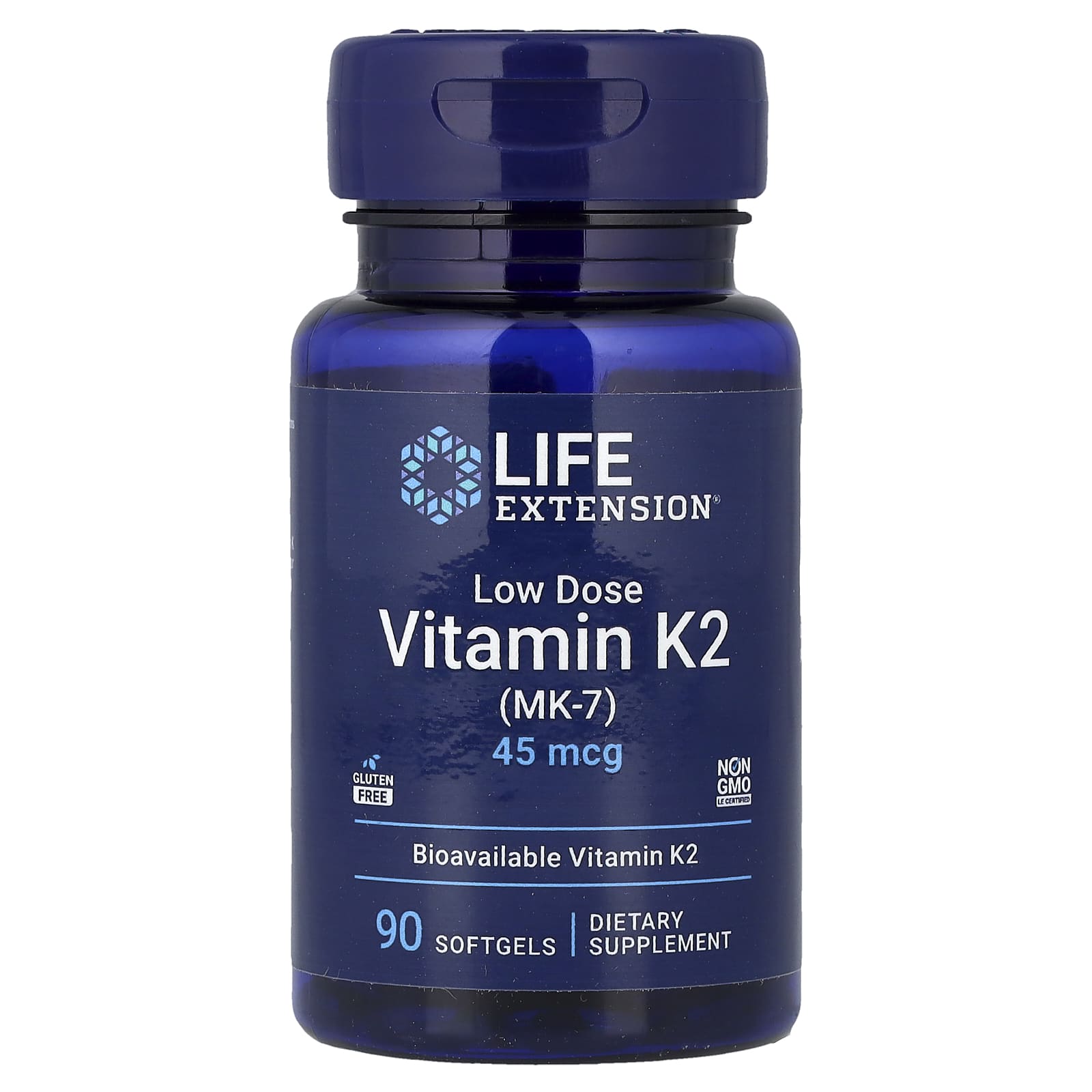 Low Dose Vitamin K2 (MK-7), 45mcg - 90 softgels