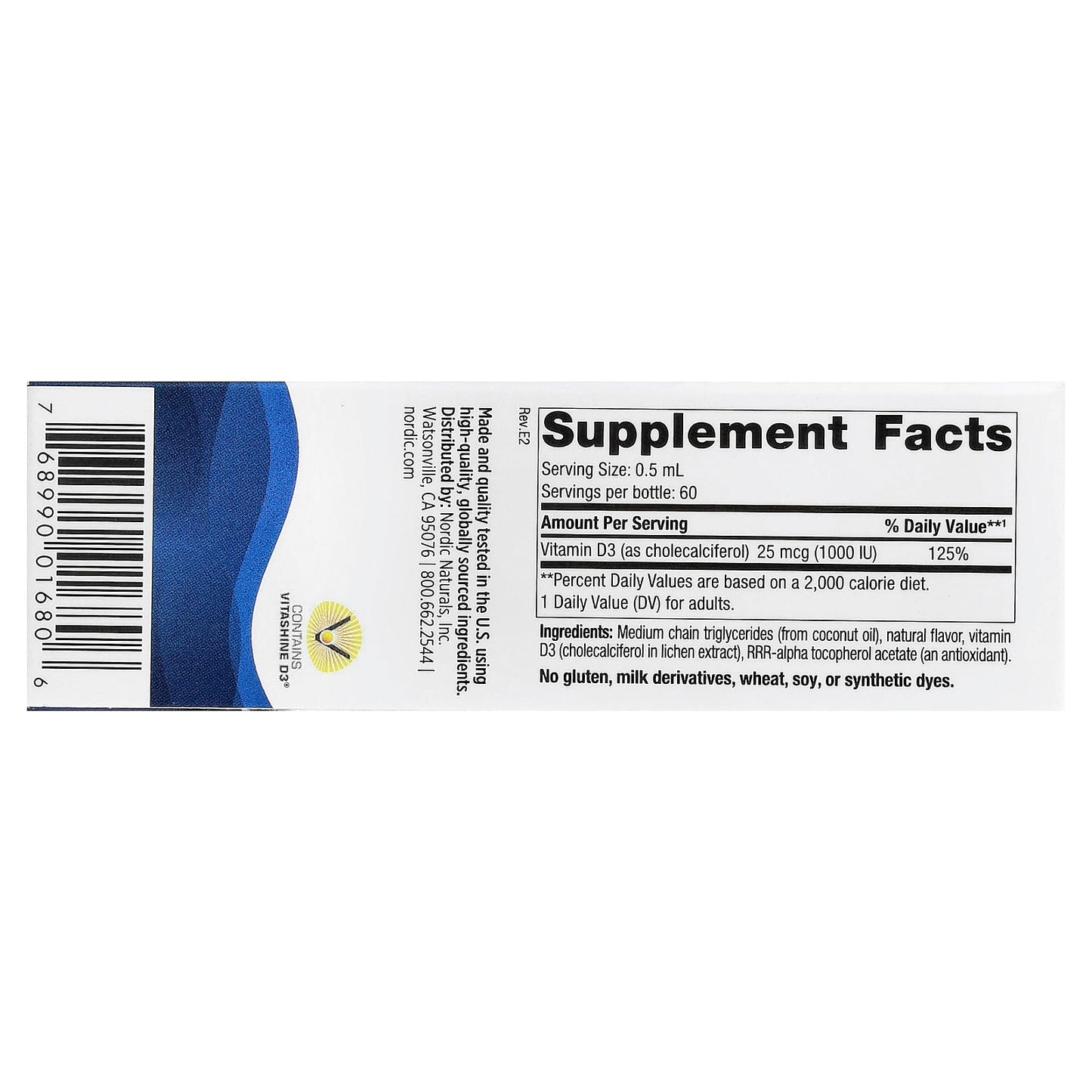 Plant-Based Vitamin D3 Liquid, 1000 IU Apple - 30 ml.