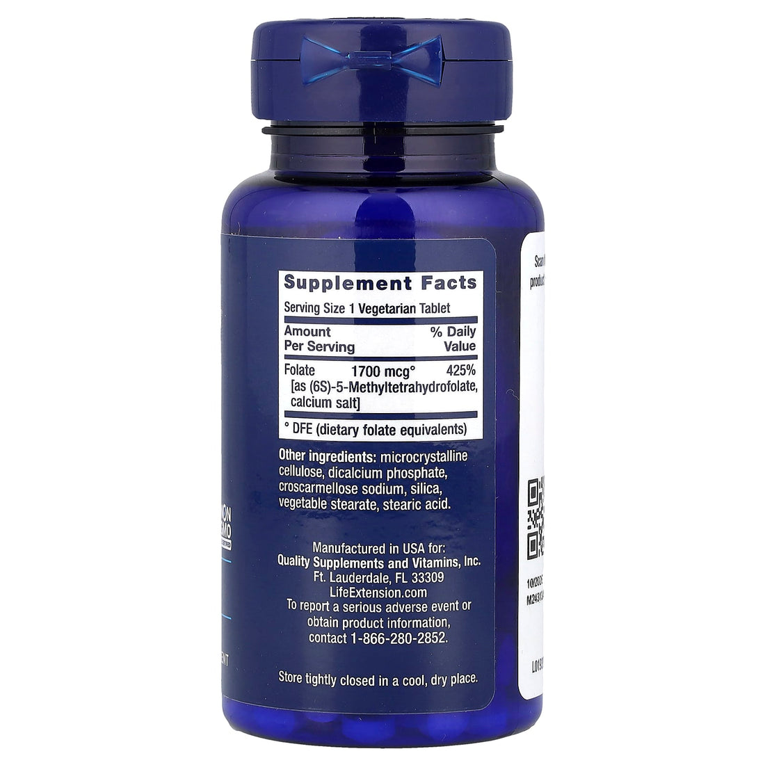 Life Extension Optimized Folate, 1700mcg - 100 vegetarian tabs - image 3