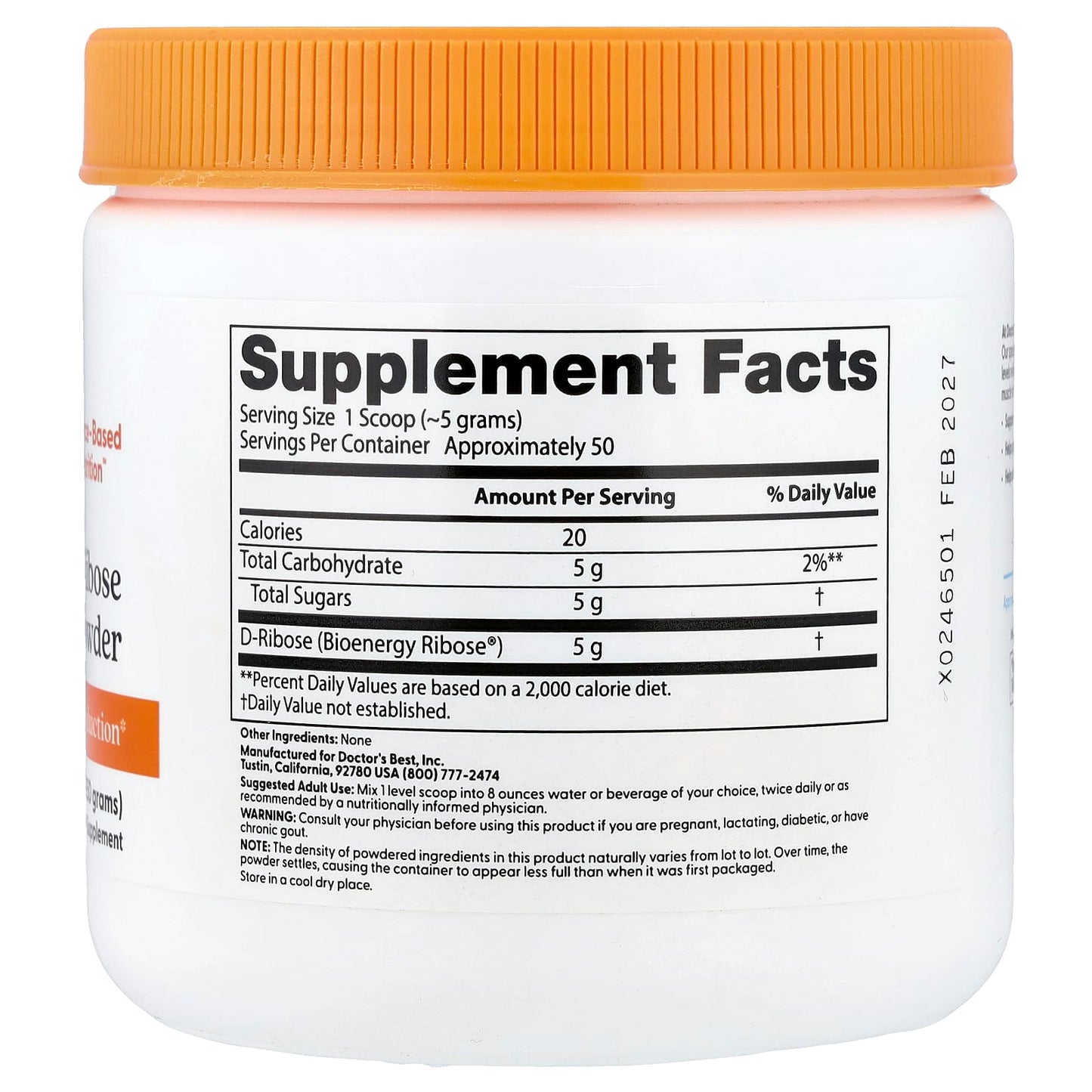 Pure D-Ribose, Powder - 250g
