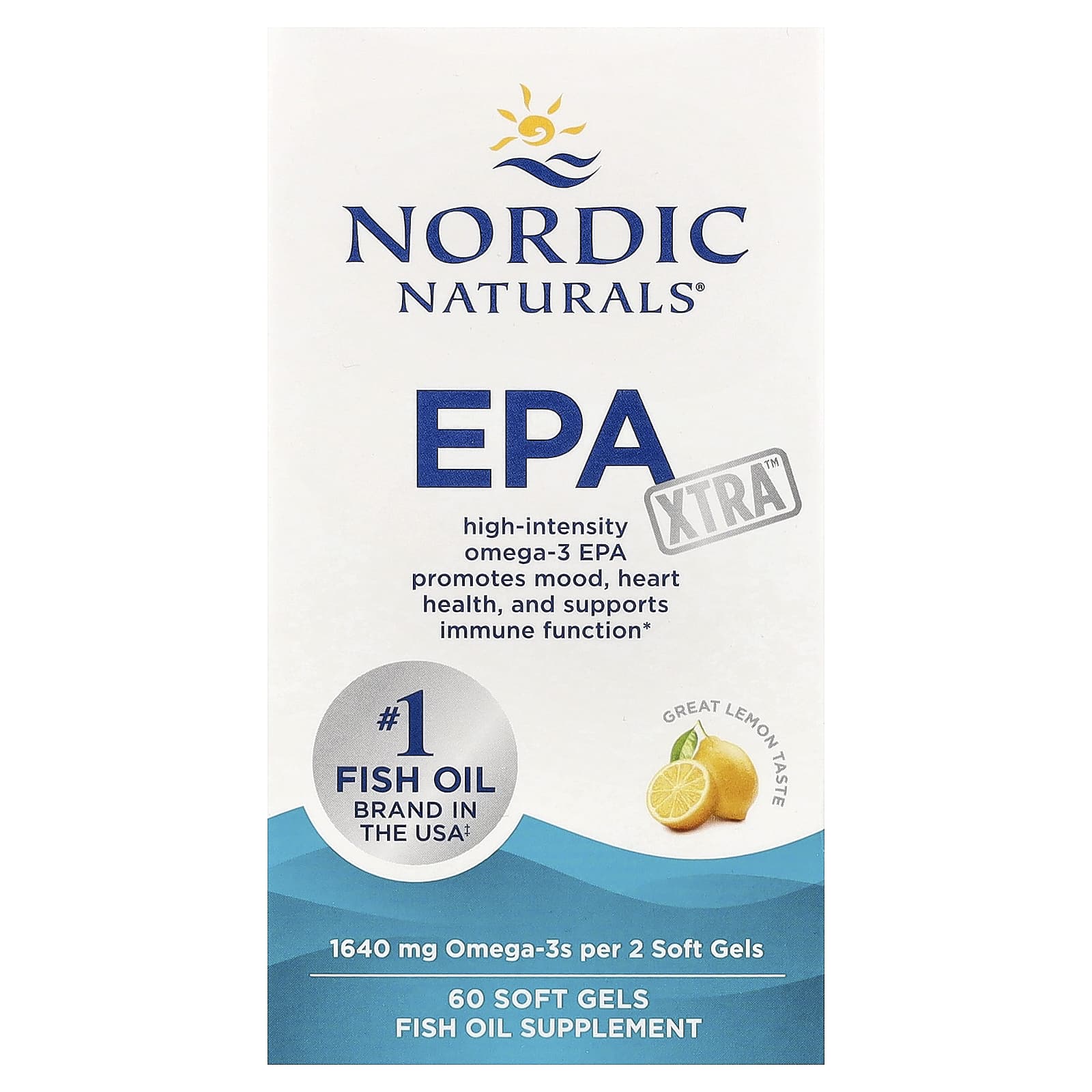 EPA Xtra Fish Oil, 1640mg Lemon - 60 softgels