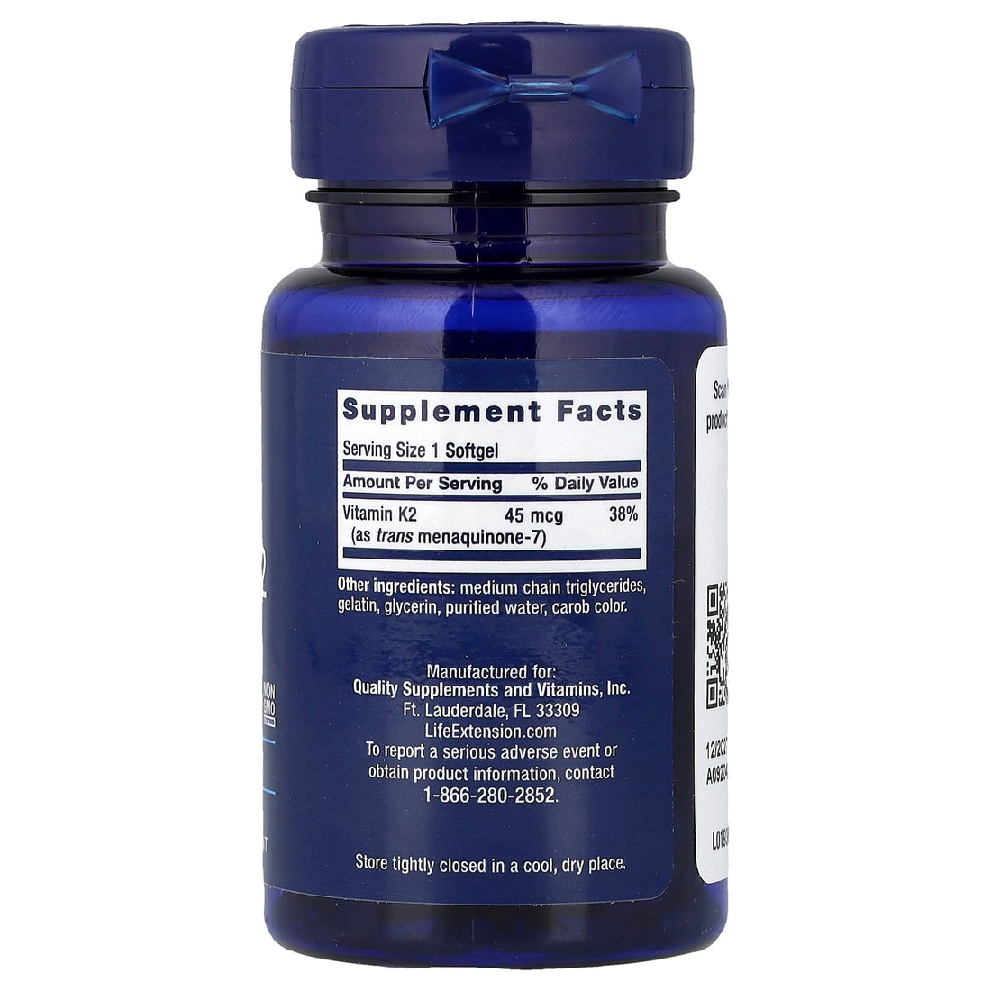 Life Extension Low Dose Vitamin K2 (MK-7), 45mcg - 90 softgels - image 2