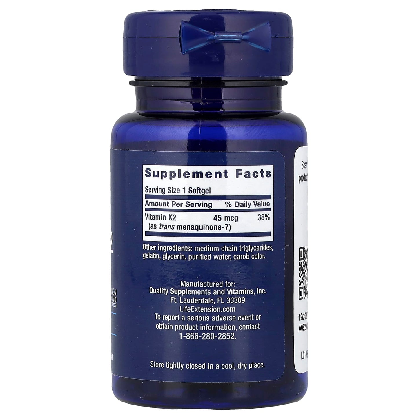 Low Dose Vitamin K2 (MK-7), 45mcg - 90 softgels