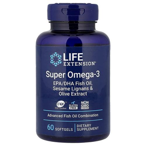 Life Extension Super Omega-3 EPA/DHA Fish Oil, Sesame Lignans & Olive Extract - 120 softgels