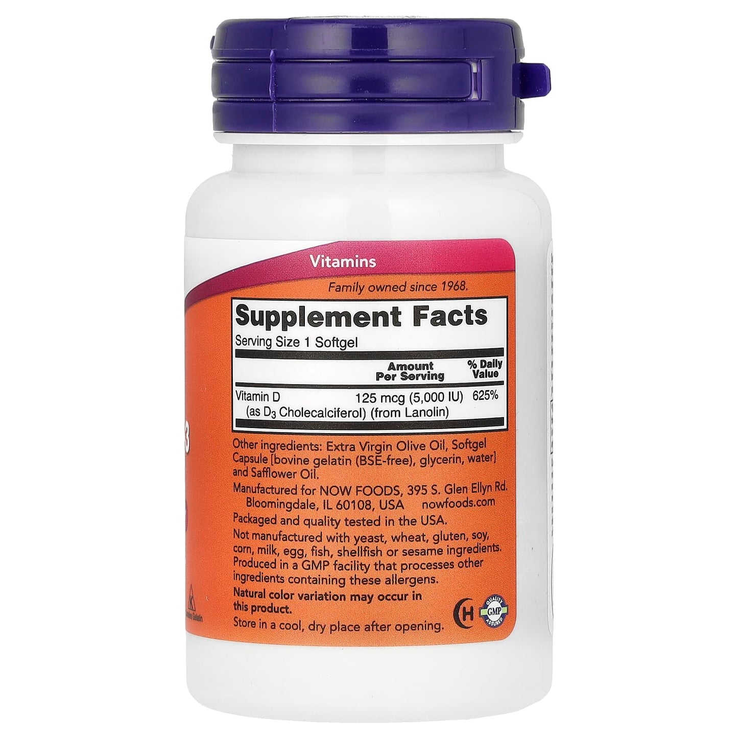 Vitamin D-3, 5000 IU - 30 softgels