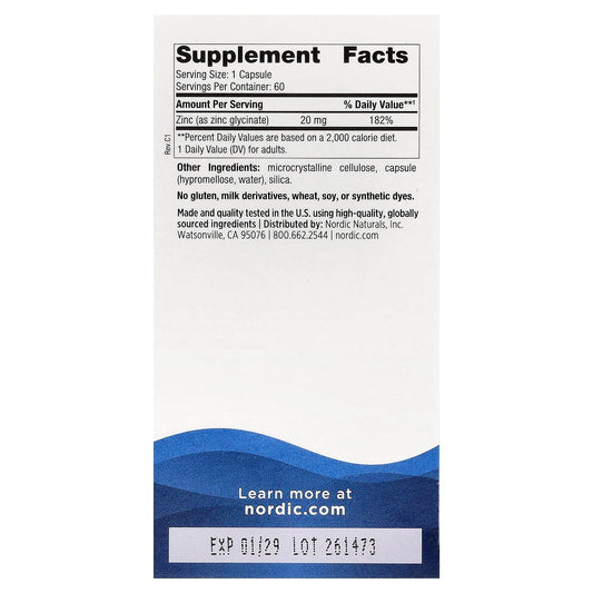 Zinc Glycinate, 20mg - 60 caps