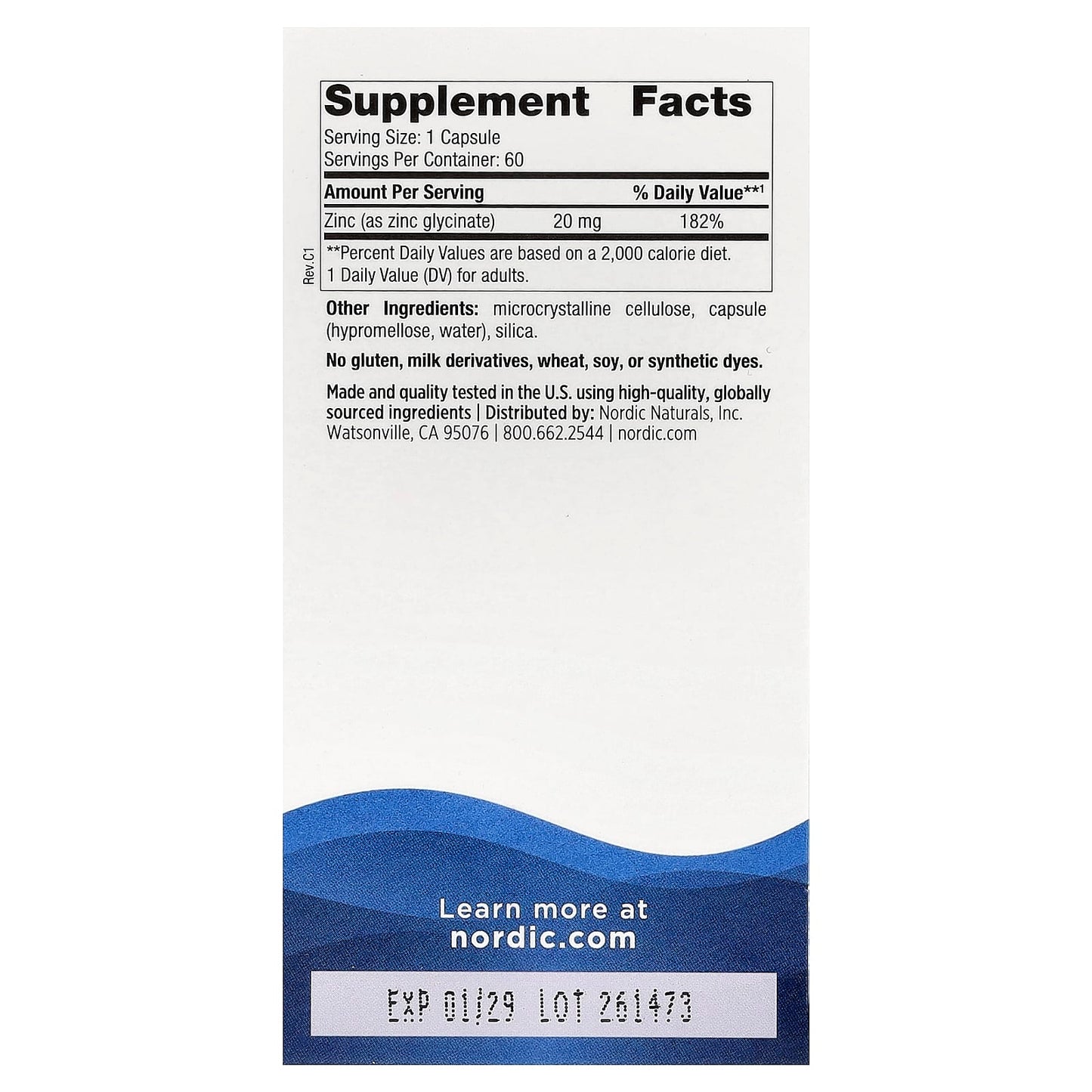 Zinc Glycinate, 20mg - 60 caps