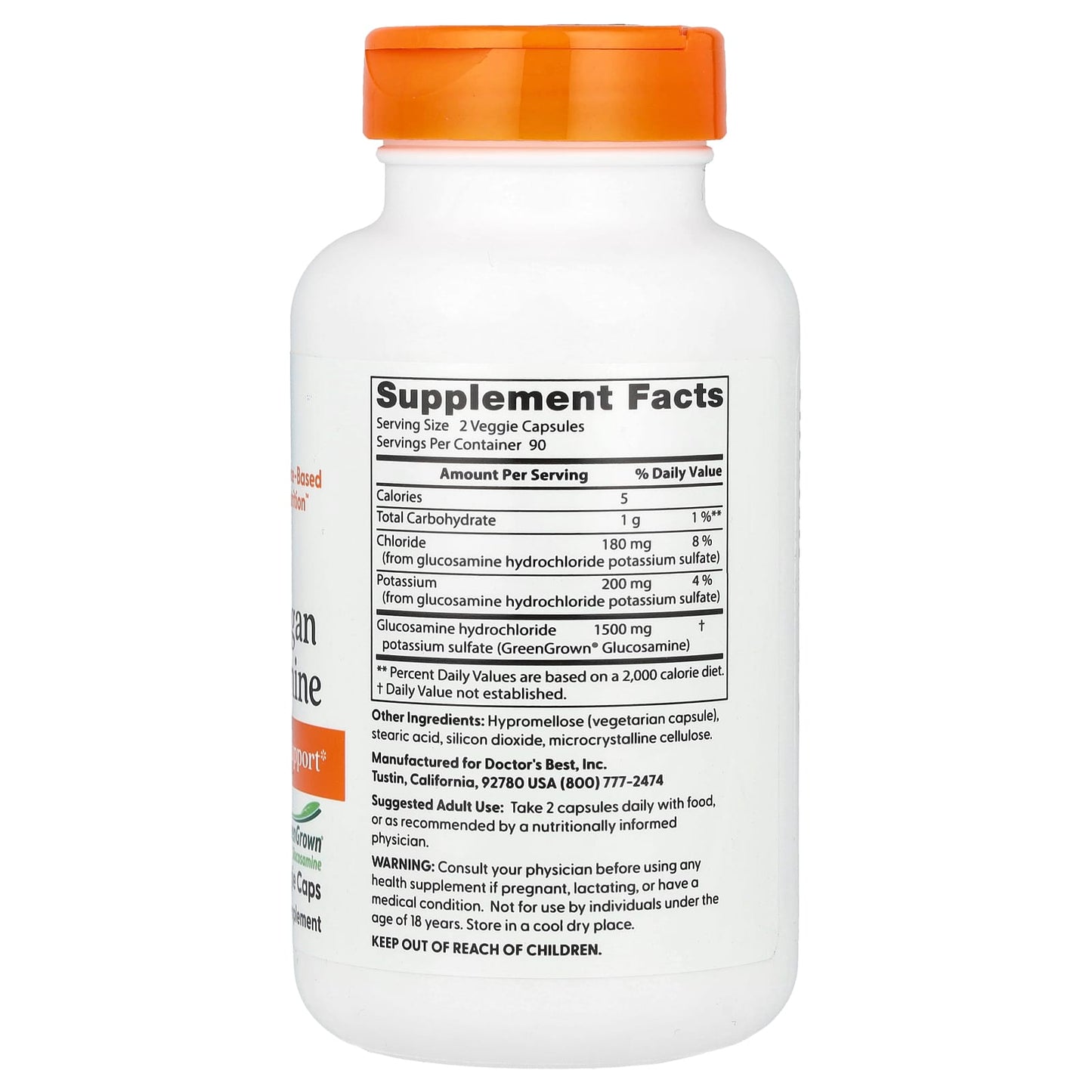 Vegan Glucosamine with GreenGrown, 1500mg - 180 vcaps