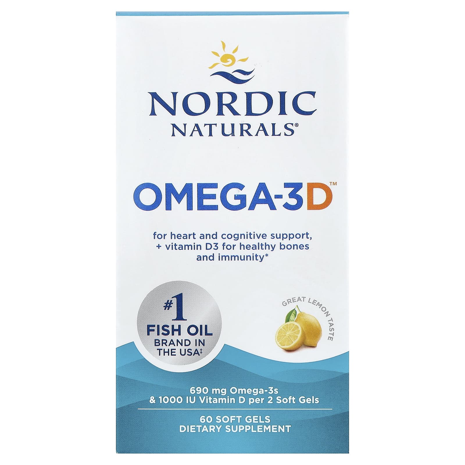 Omega-3D, 690mg Lemon - 60 softgels