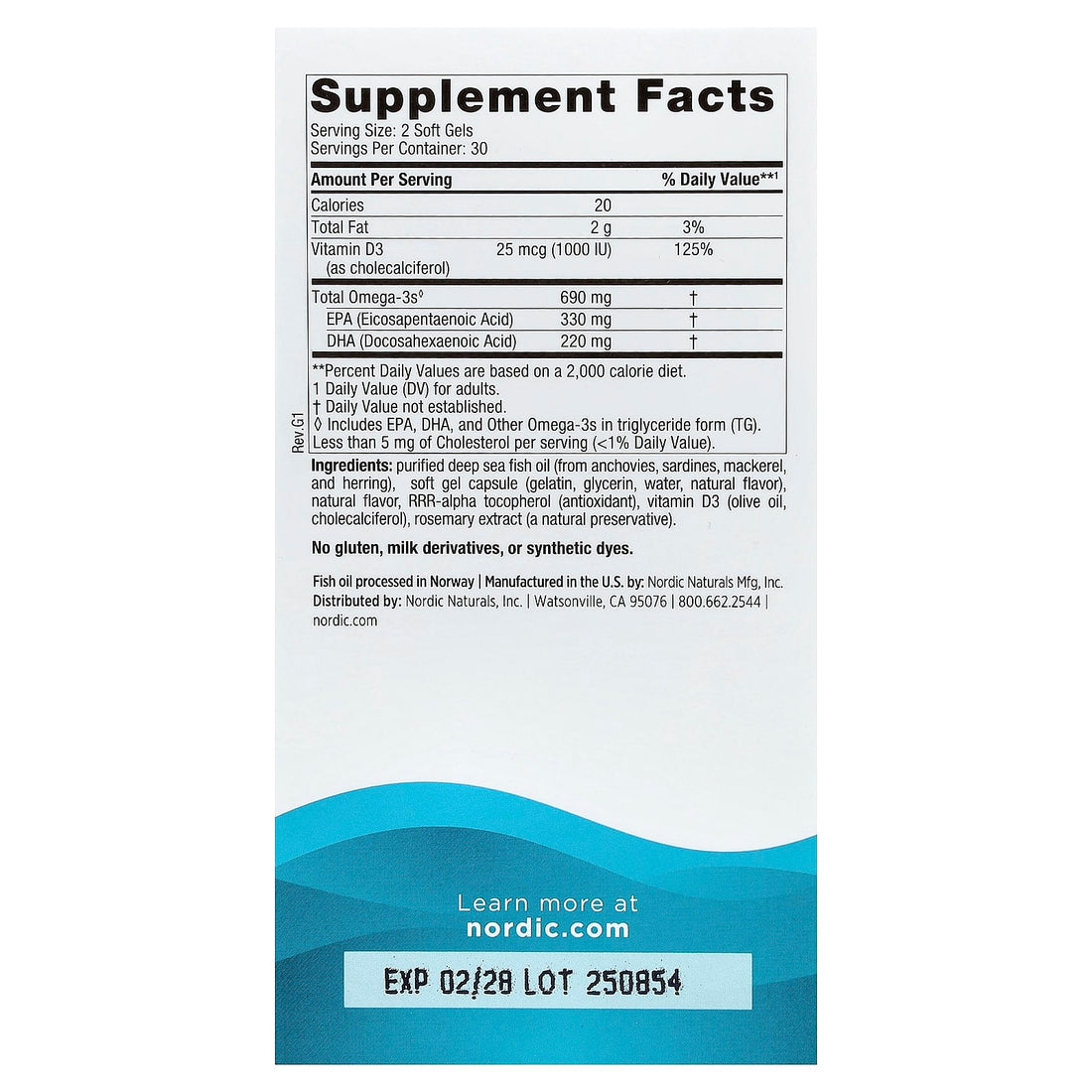 Nordic Naturals Omega-3D, 690mg Lemon - 60 softgels - image 2