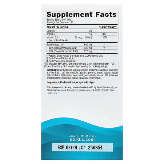 Omega-3D, 690mg Lemon - 60 softgels
