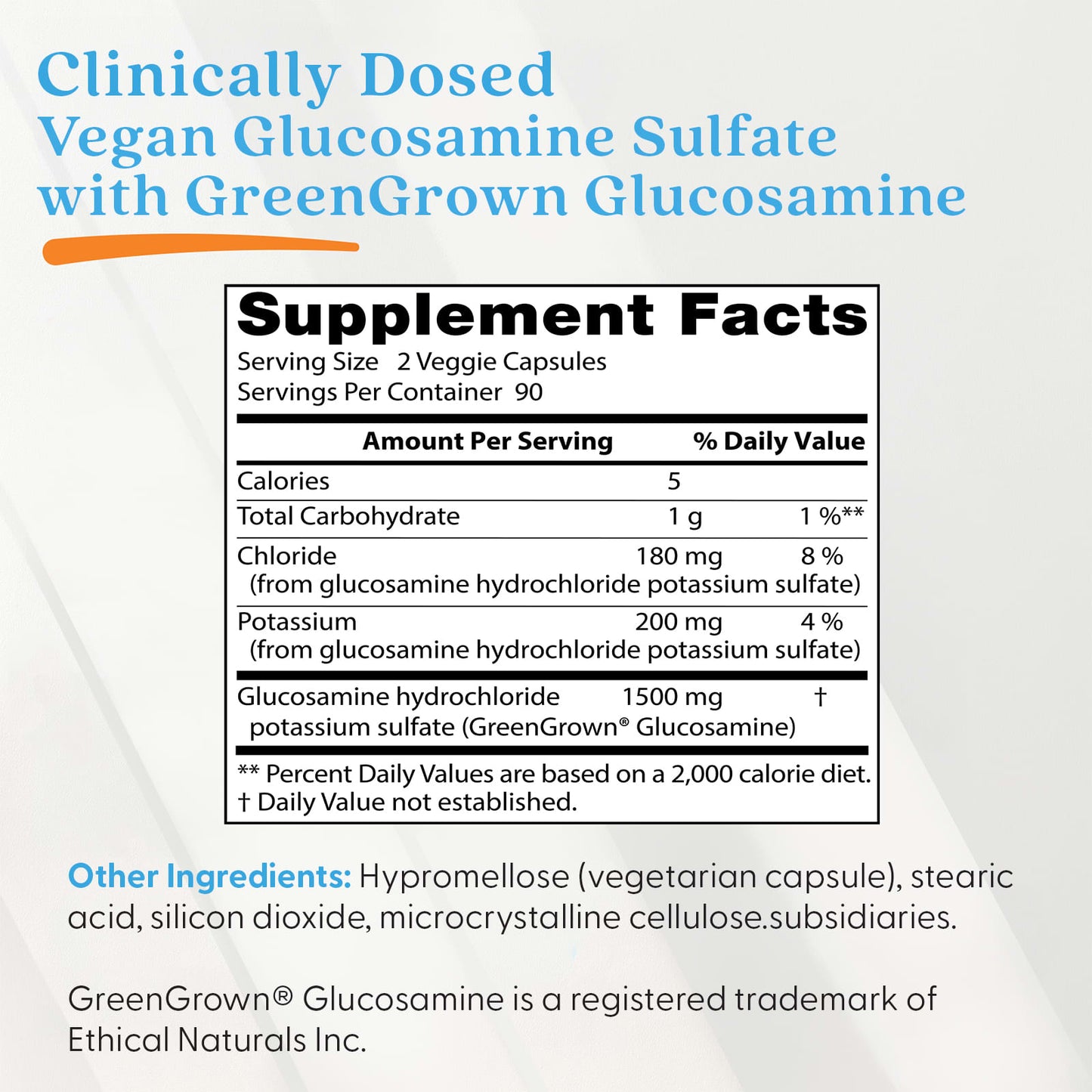Vegan Glucosamine with GreenGrown, 1500mg - 180 vcaps