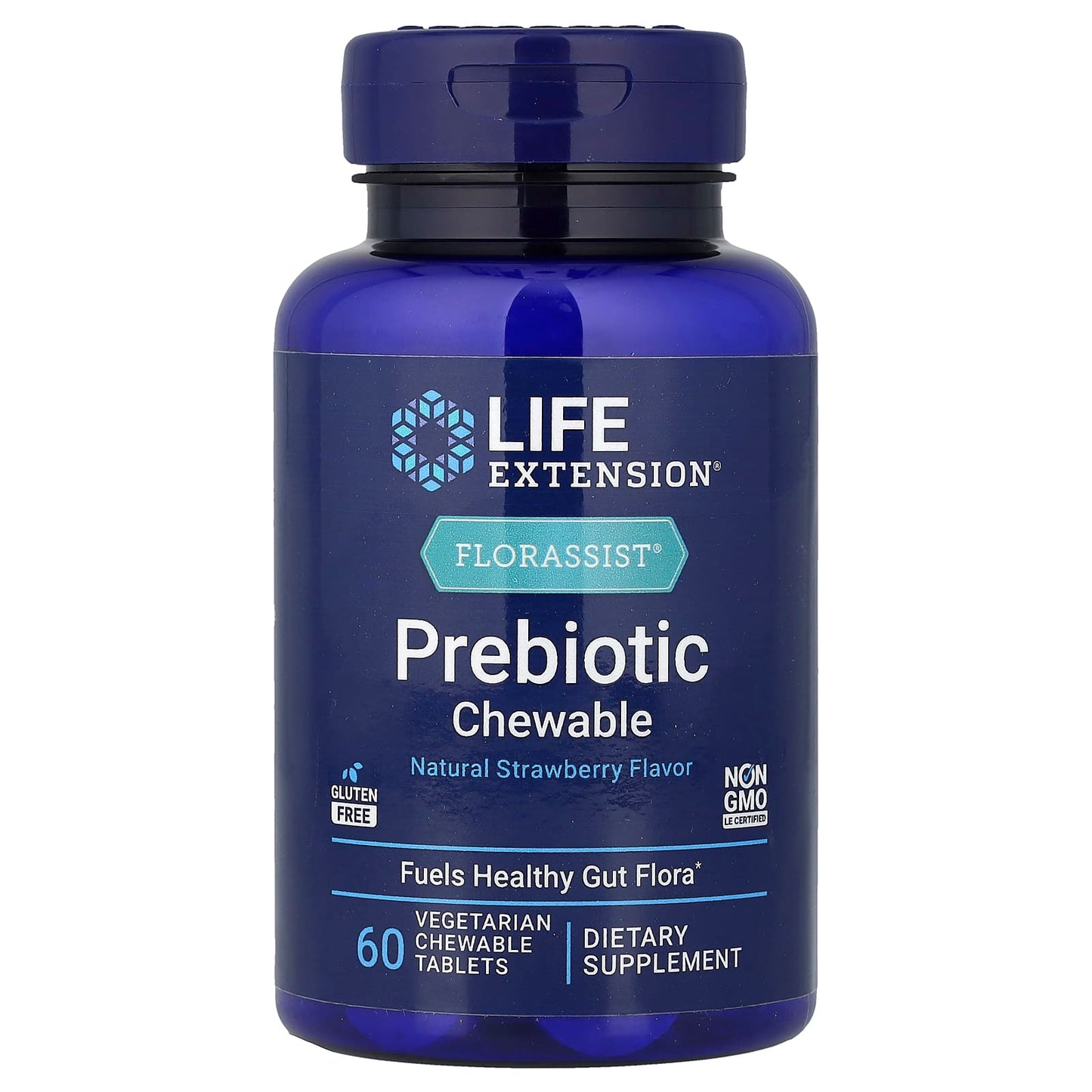 Florassist Prebiotic Chewable, Natural Strawberry - 60 vegetarian chewable tabs