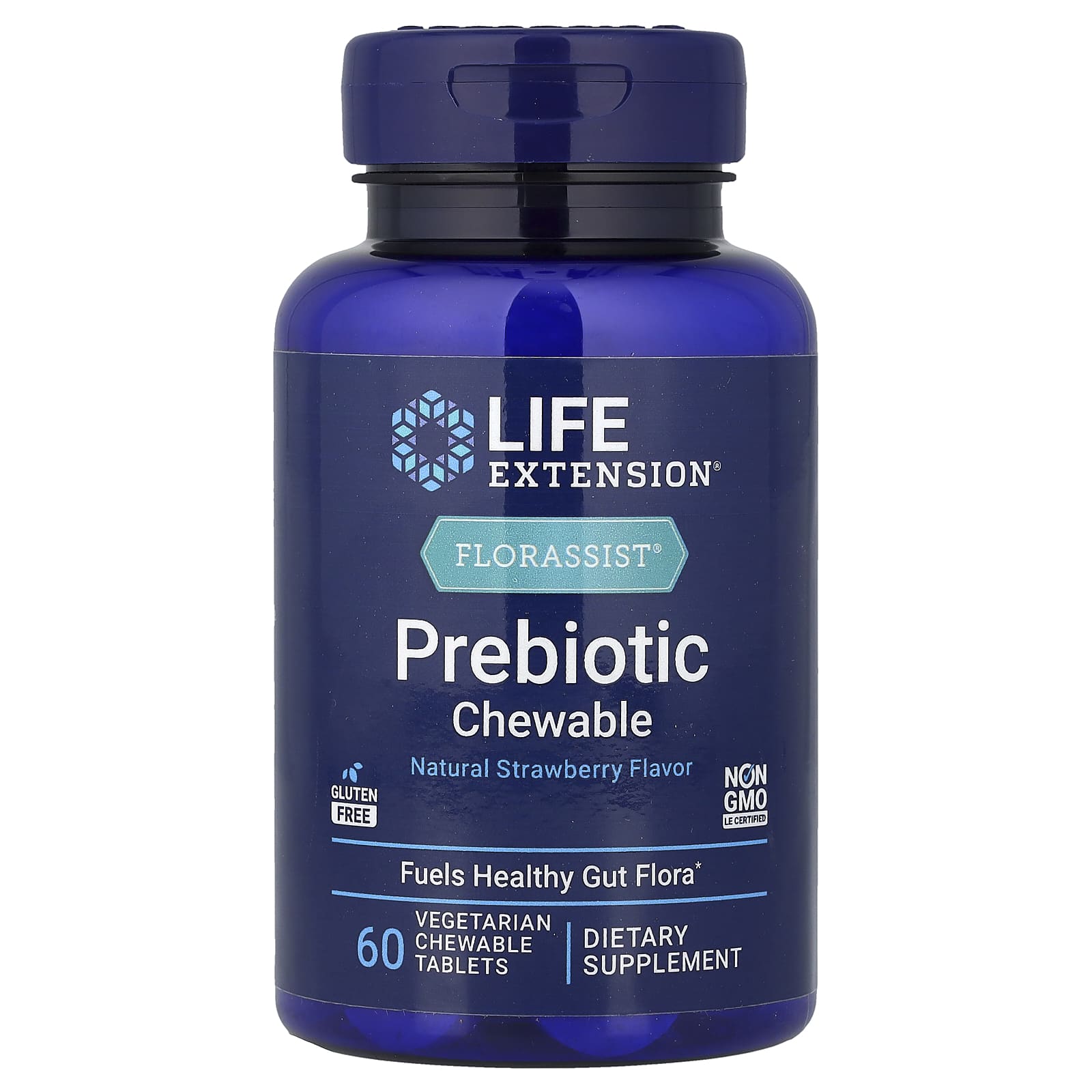Florassist Prebiotic Chewable, Natural Strawberry - 60 vegetarian chewable tabs