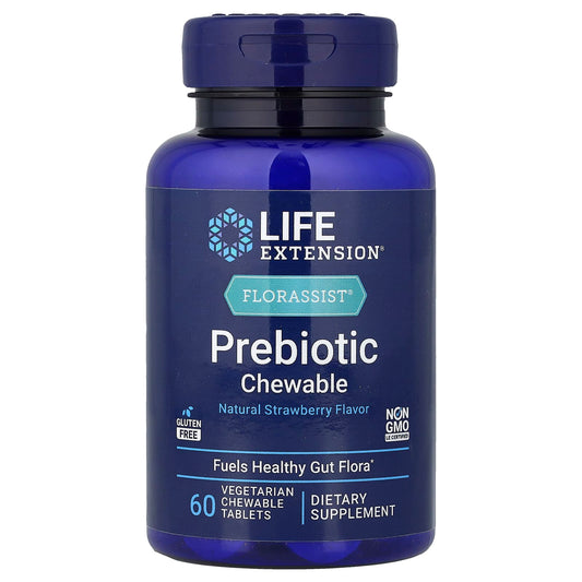 Florassist Prebiotic Chewable, Natural Strawberry - 60 vegetarian chewable tabs