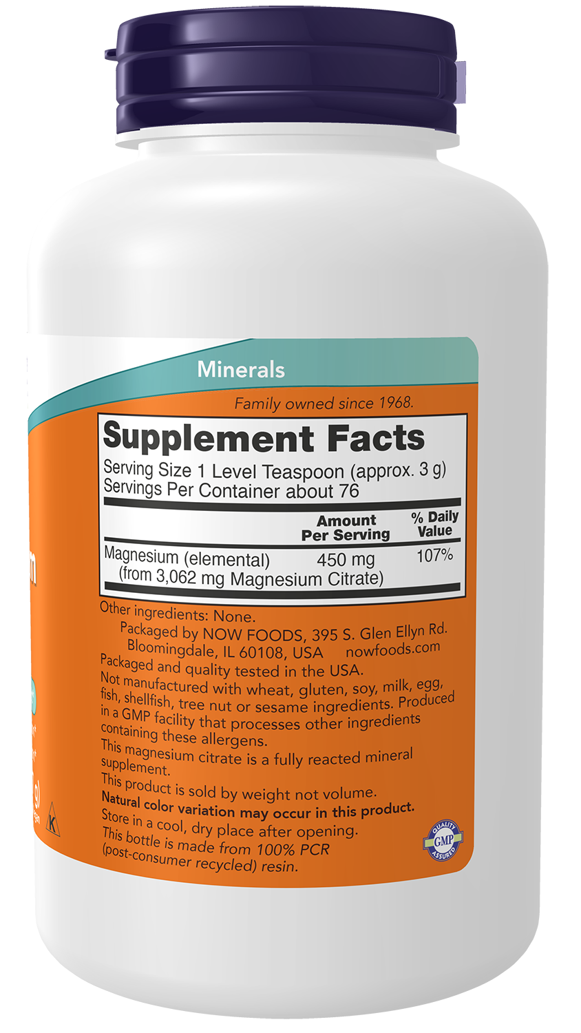 Magnesium Citrate, Pure Powder - 227g