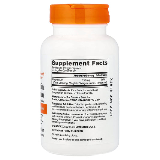 Brain Magnesium with Magtein, 150mg - 90 vcaps