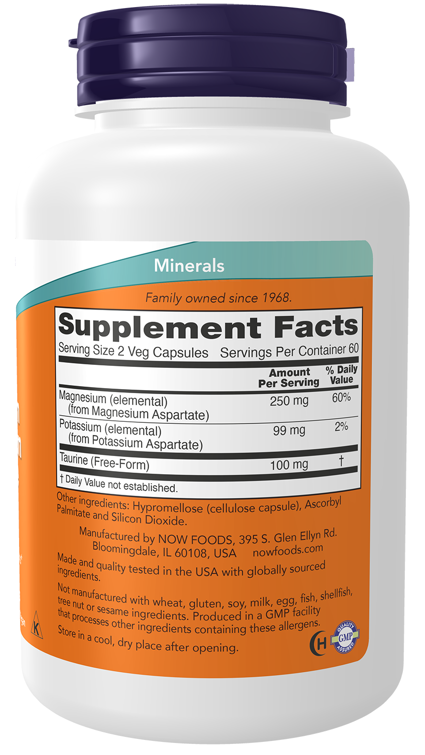 Magnesium & Potassium Aspartate with Taurine - 120 vcaps