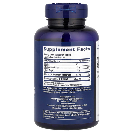 D-Ribose Tablets - 100 vegetarian tabs