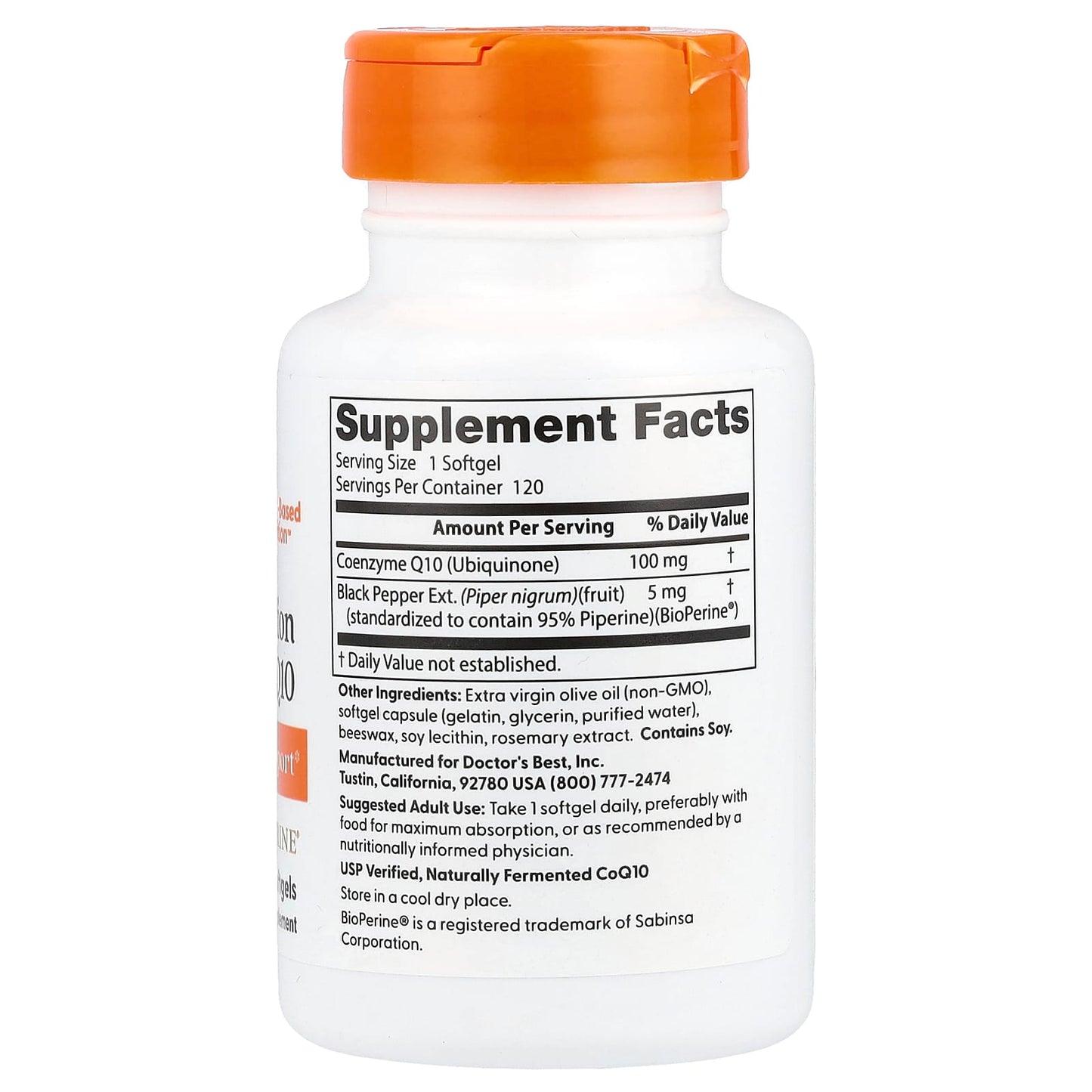 High Absorption CoQ10 with BioPerine, 100mg - 120 softgels
