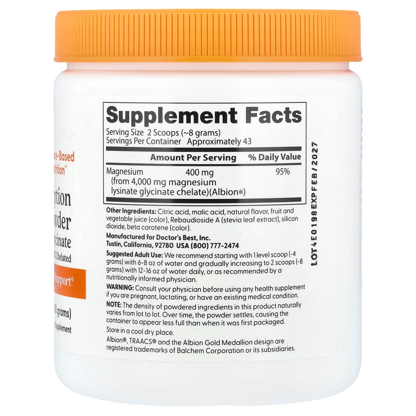 High Absorption Magnesium Powder, Fruit Punch - 340g