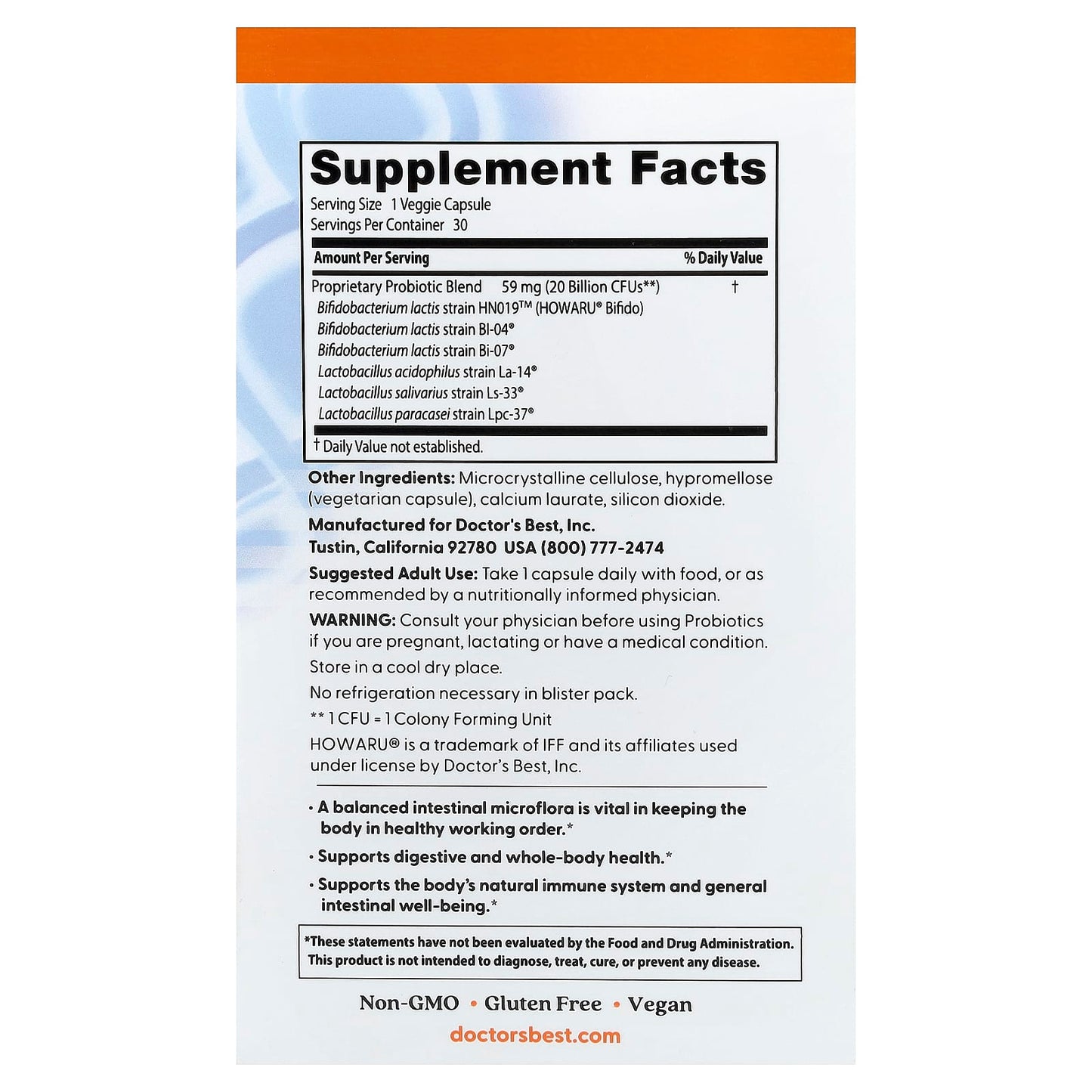 Digestive Probiotic, 20 Billion CFU - 30 vcaps