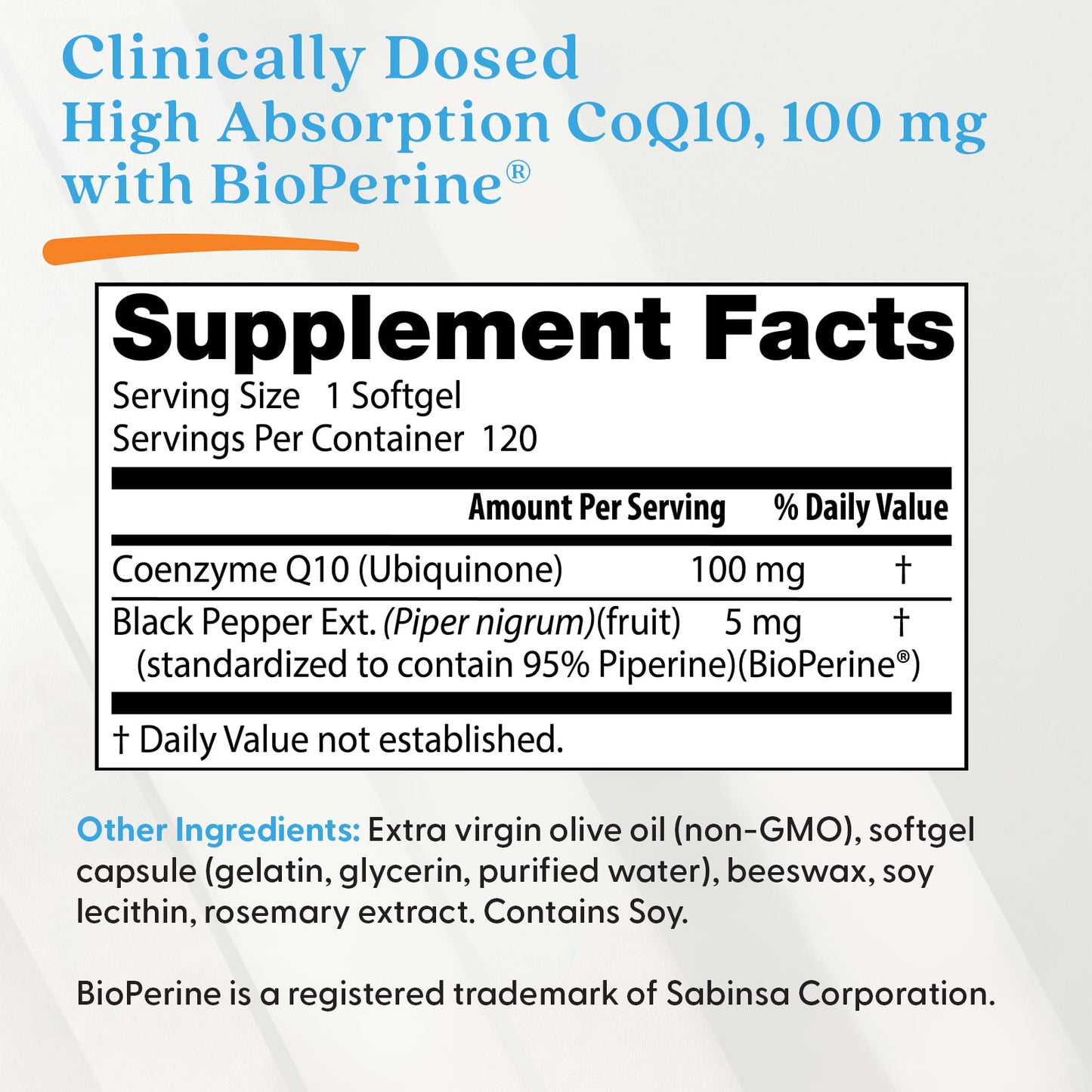 High Absorption CoQ10 with BioPerine, 100mg - 60 softgels
