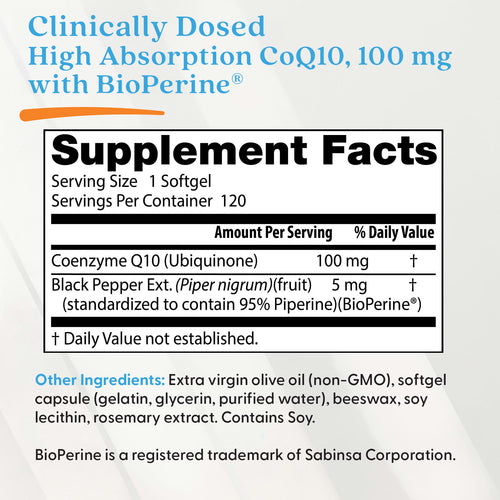 Doctor's Best High Absorption CoQ10 with BioPerine, 100mg - 60 softgels - image 2
