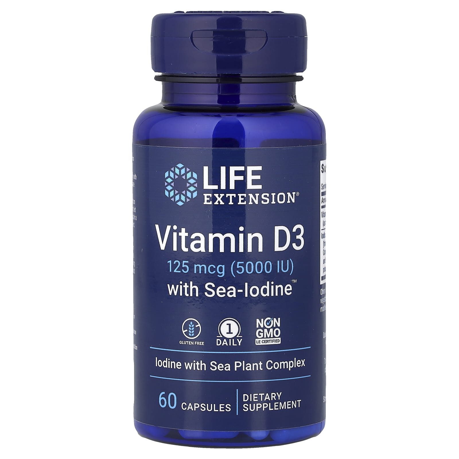 Vitamin D3 with Sea-Iodine, 5000IU - 60 caps