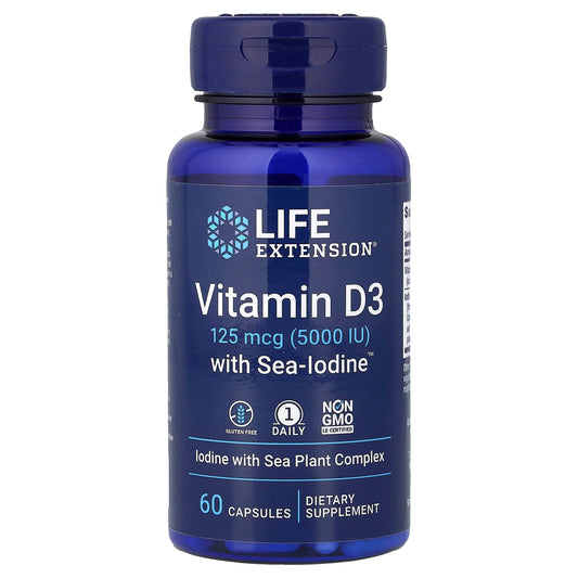 Vitamin D3 with Sea-Iodine, 5000IU - 60 caps