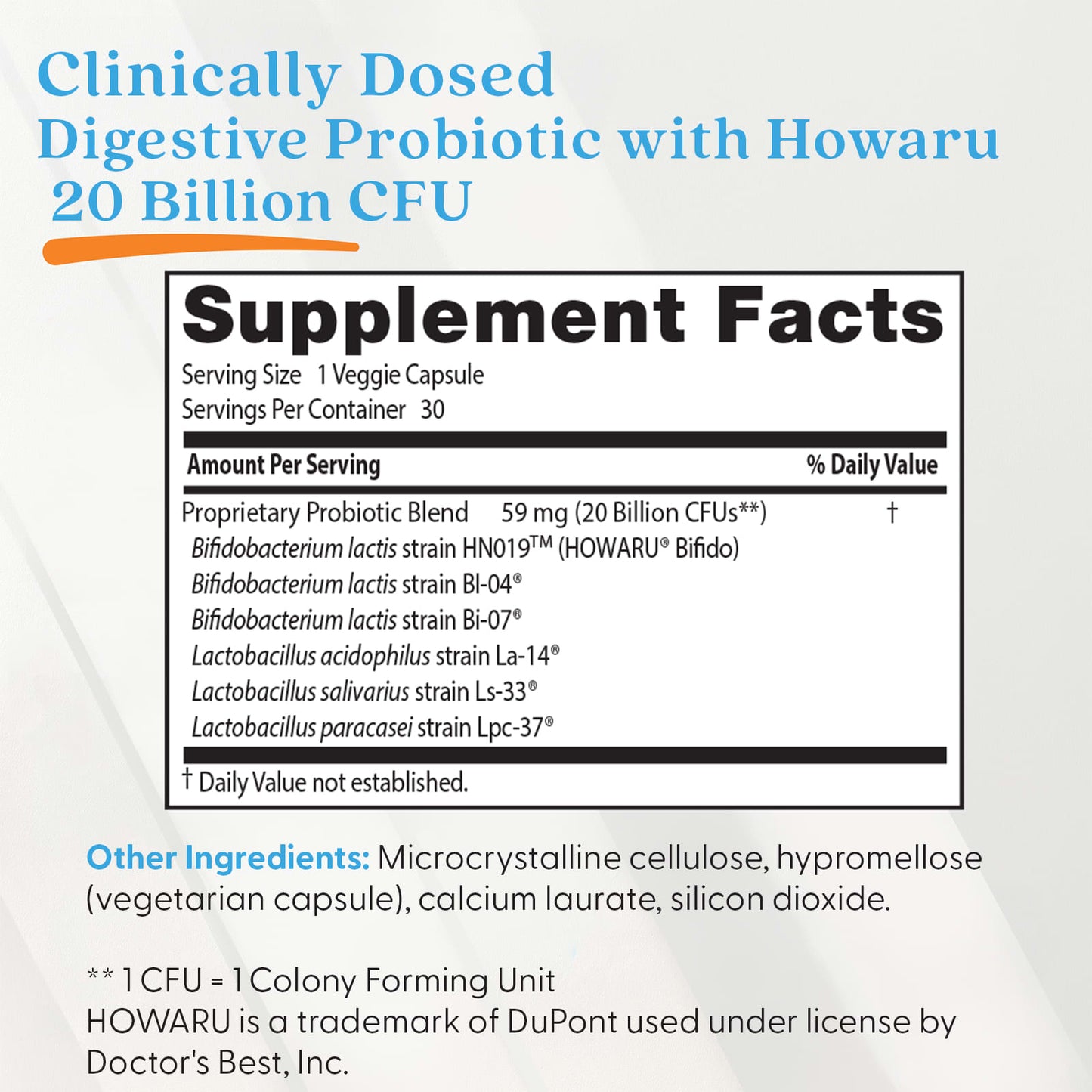 Digestive Probiotic, 20 Billion CFU - 30 vcaps