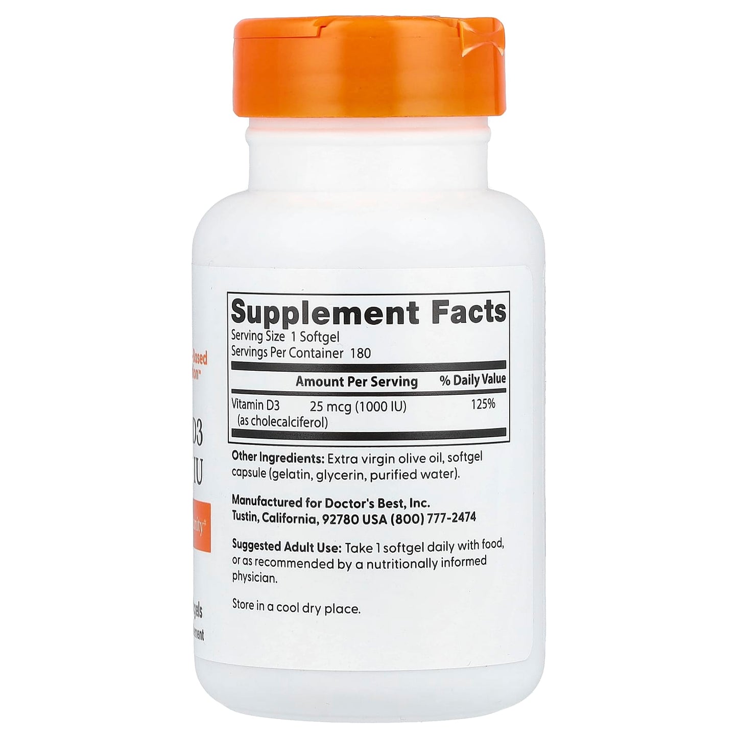 Vitamin D3, 5000 IU - 180 softgels