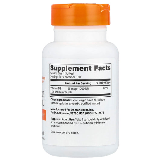 Vitamin D3, 5000 IU - 180 softgels