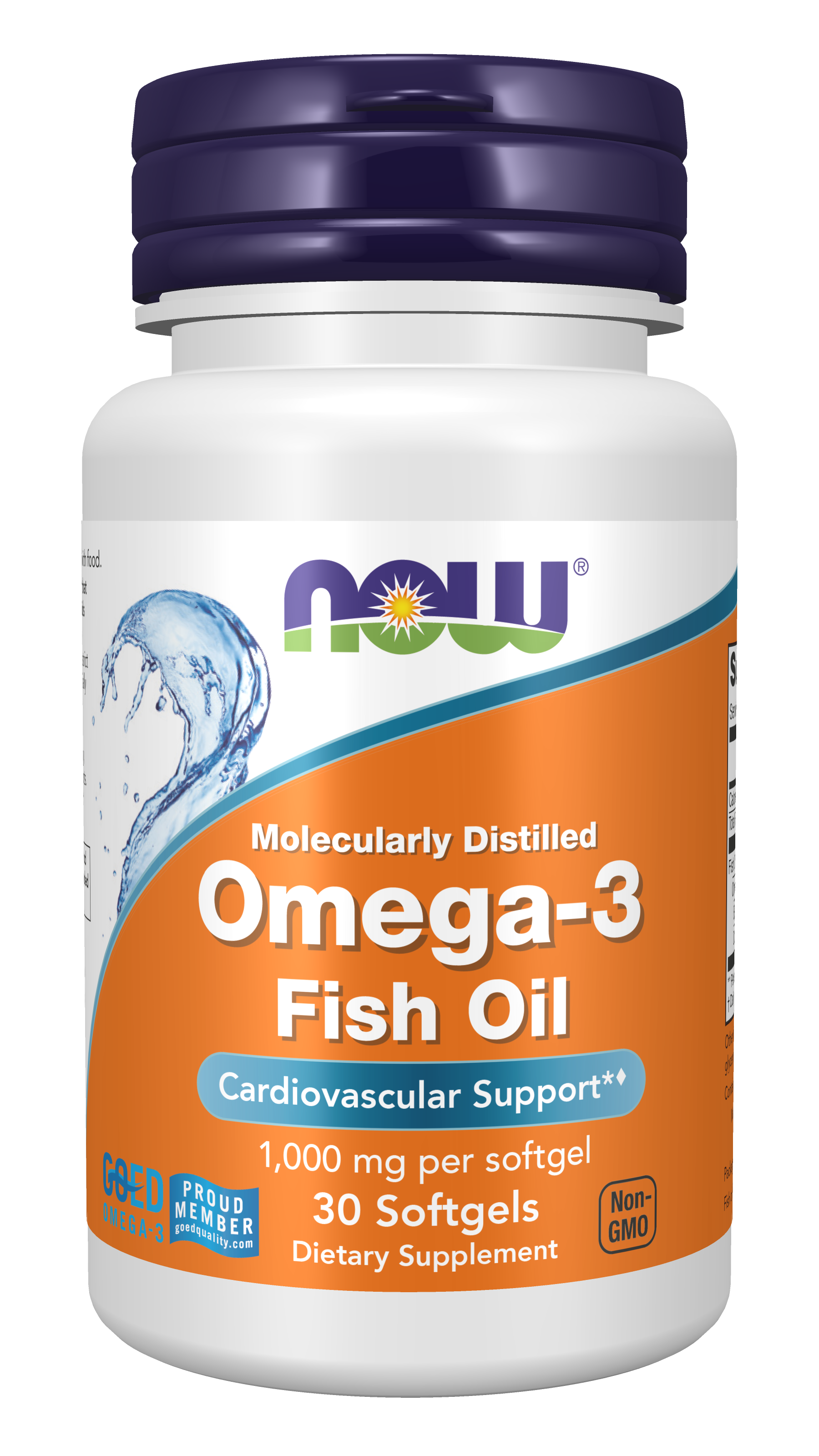 Omega-3 Fish Oil, Molecularly Distilled - 30 softgels