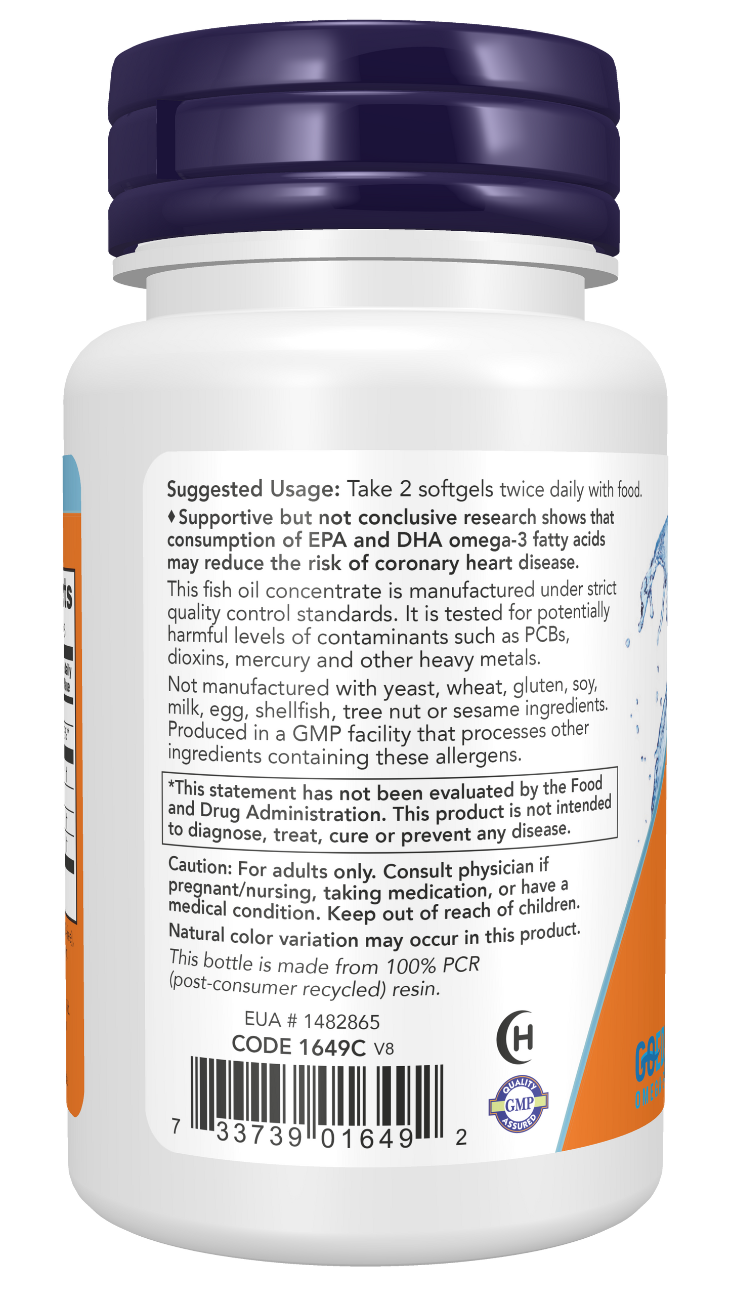 Omega-3 Fish Oil, Molecularly Distilled - 200 softgels