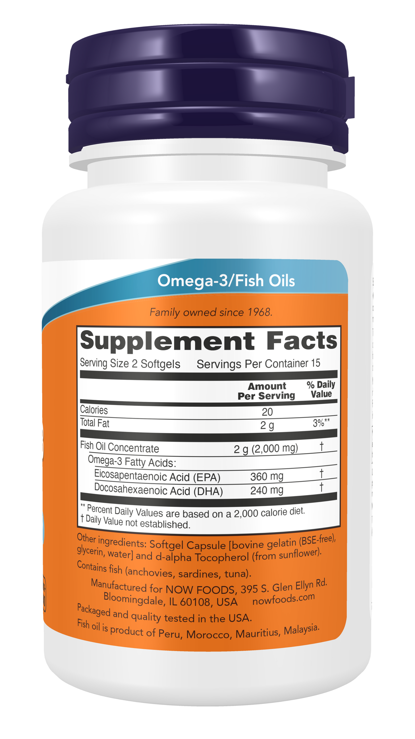 Omega-3 Fish Oil, Molecularly Distilled - 200 softgels