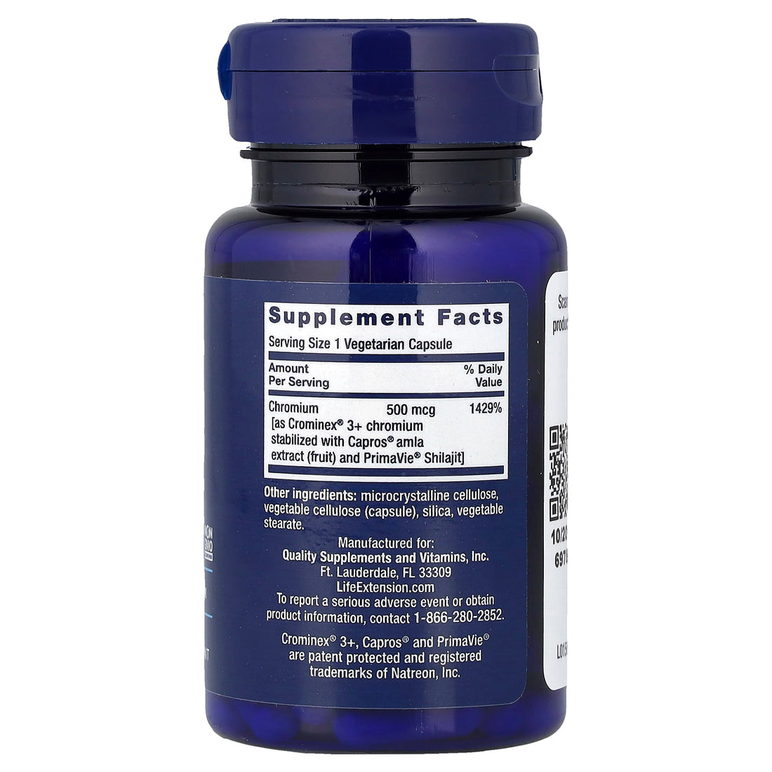 Life Extension Optimized Chromium with Crominex 3+, 500mcg - 60 vcaps - image 2