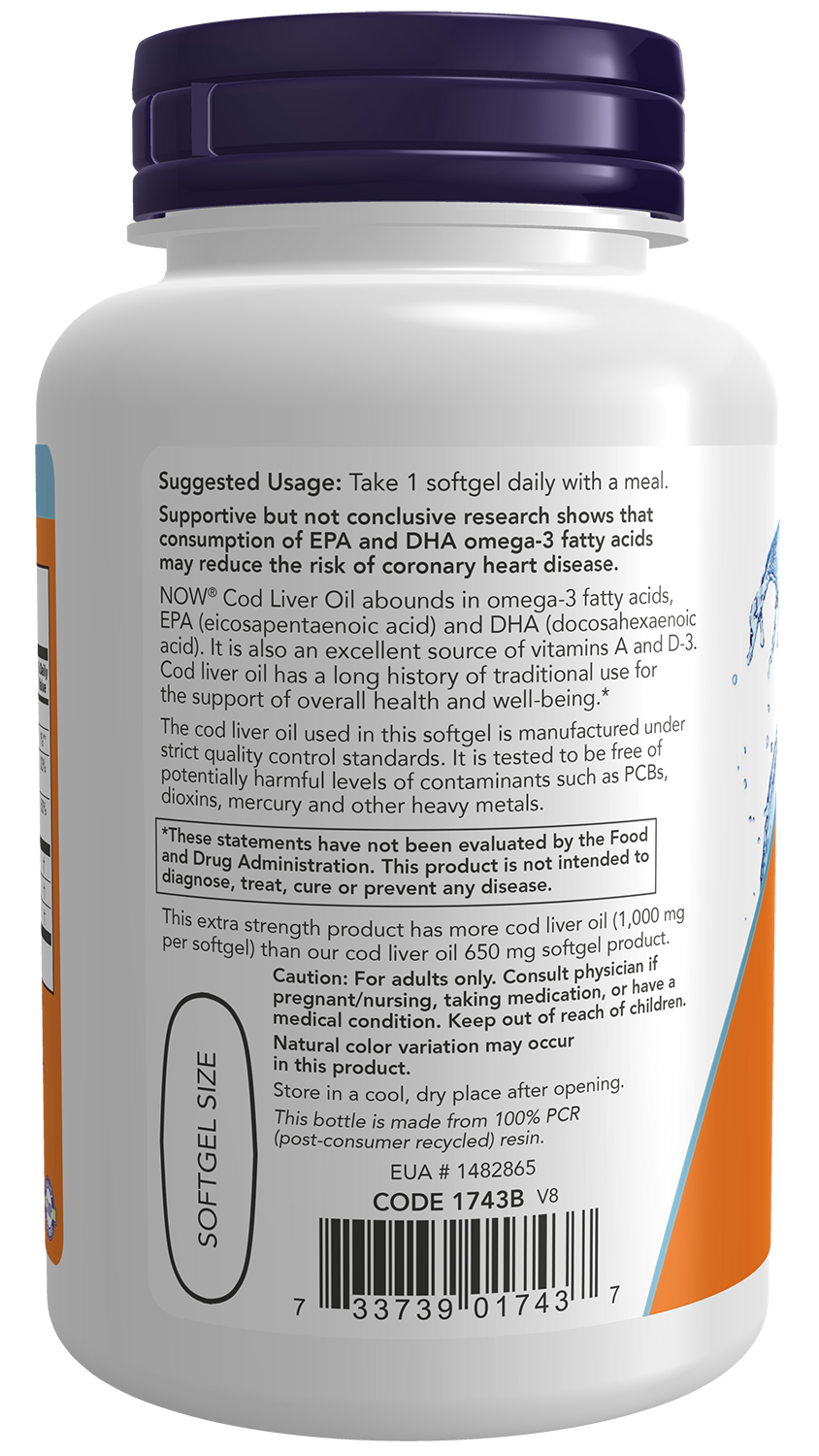 Cod Liver Oil, 1000mg Extra Strength - 180 softgels
