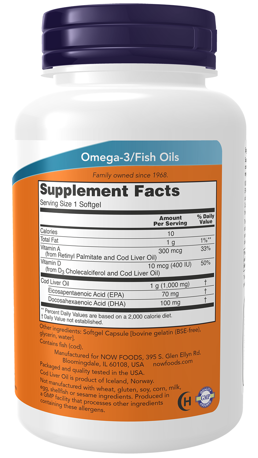 Cod Liver Oil, 1000mg Extra Strength - 180 softgels